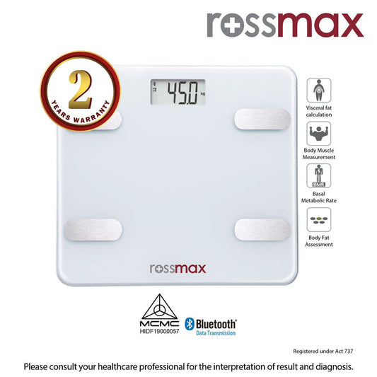 ROSSMAX Body Fat Monitor with Scale Bluetooth Model WF262