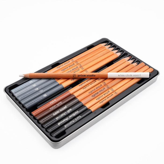 Prism Studio - Drawing Pencils - 12pc. Includes: Graphite Pencils (8b, 6b, 4b, 2b, hb). At Embellish Away in Bowmanville Ontario Canada.