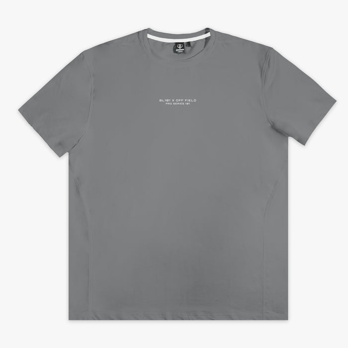Gray t-shirt with a pocket on a white background