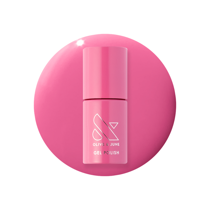 Prom - Gel bottle shown in bold magenta pink for a bright, long-lasting at-home gel manicure by Olive and June