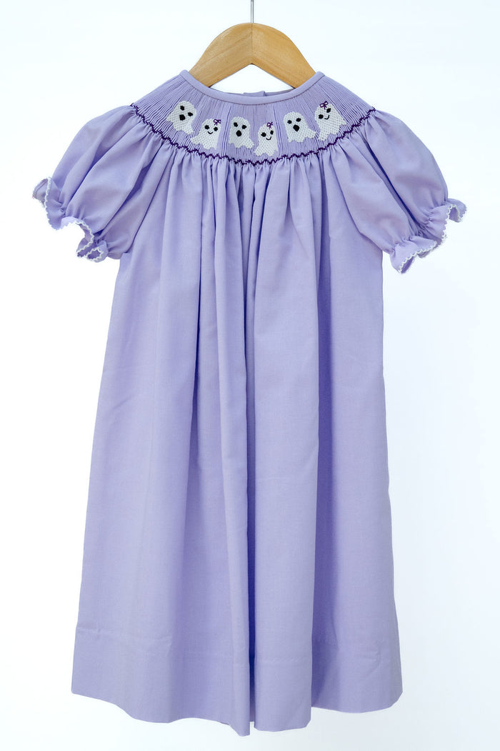 Purple Ghosts Smocked Helen Dress