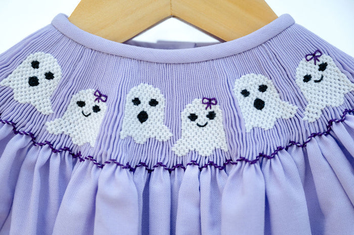 Purple Ghosts Smocked Helen Dress