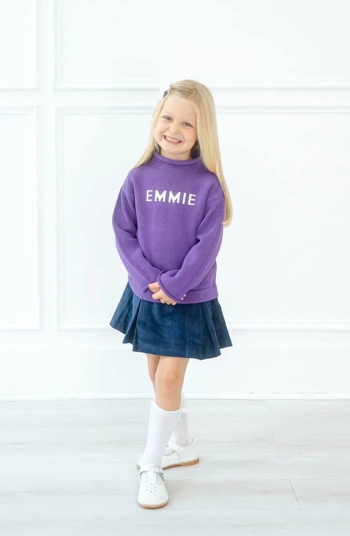 Purple Personalized Knit Sweater for Kids