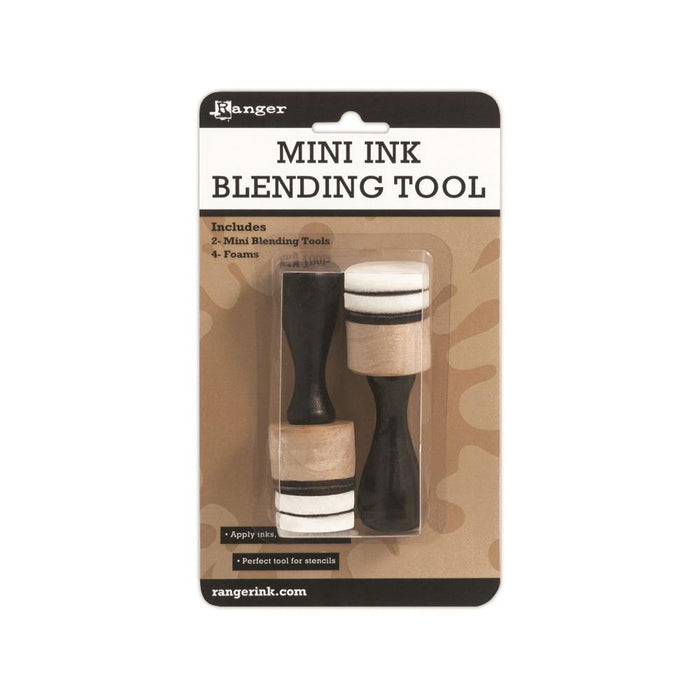 Ranger - Mini Ink Blending Tool - 1". RANGER-Mini Ink Blending Tool. Apply inks and other mediums to paper crafting projects mess-free. The mini blending foam attaches easily to the Mini Ink Blending Tool. This package contains two 3x1x1 inch mini blending tools and four 1 inch round foams. Imported. Available at Embellish Away located in Bowmanville Ontario Canada.