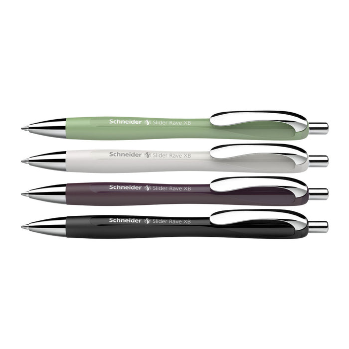 Schneider Rave Retractable Ballpoint Pen XB, Trend Limited Edition, Blue Ink, Promo Set of 3 Units+ 1 FREE Pen RS132684