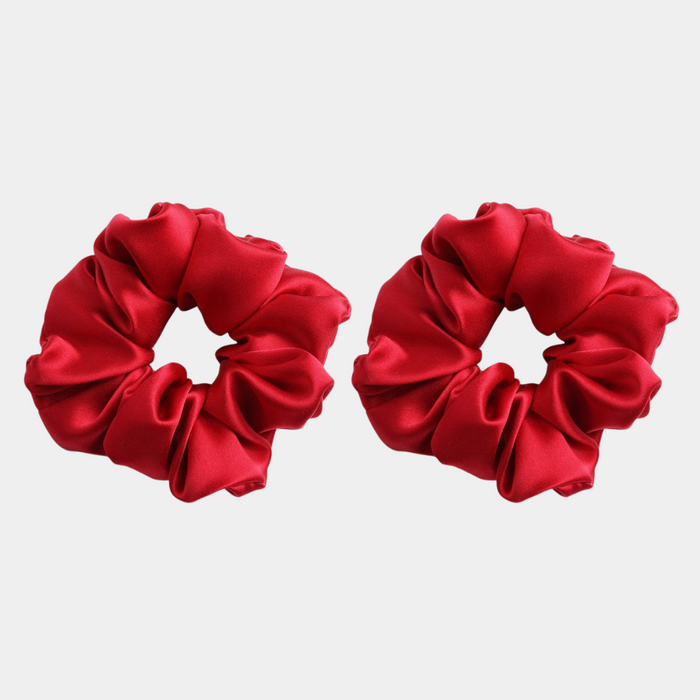 Red Silk Scrunchie - 2 pack