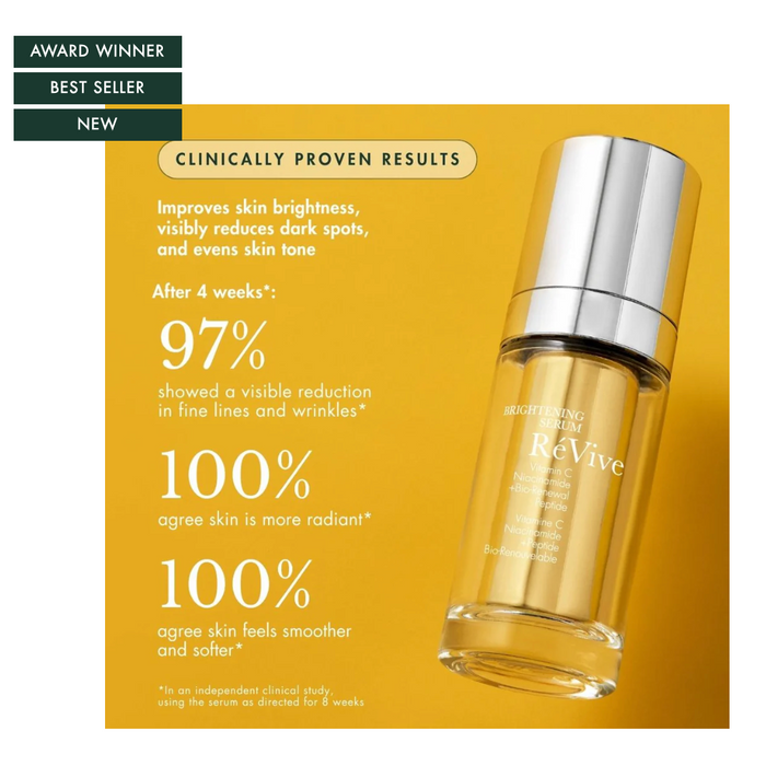 ReVive Brightening Serum 30ml bottle with sleek packaging, designed to enhance skin radiance and glow.