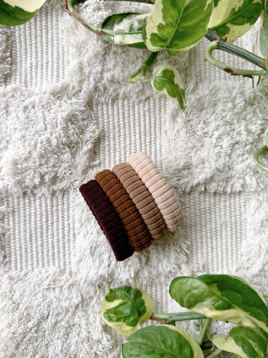 Ribbed Seamless Hair Ties - Neutral