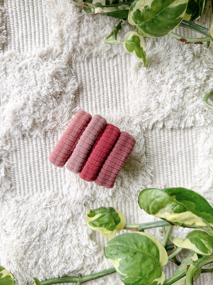 Ribbed Seamless Hair Ties - Petal Pink