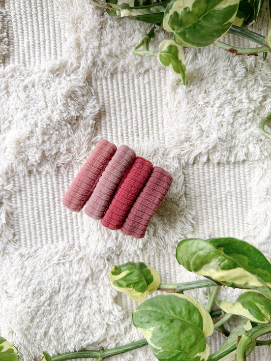 Ribbed Seamless Hair Ties - Petal Pink