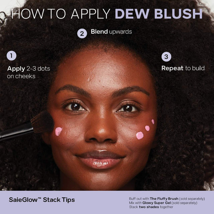 Saie Dew Blush liquid blush in Lady shade, blendable formula, visible in sleek packaging with a smooth, dewy finish