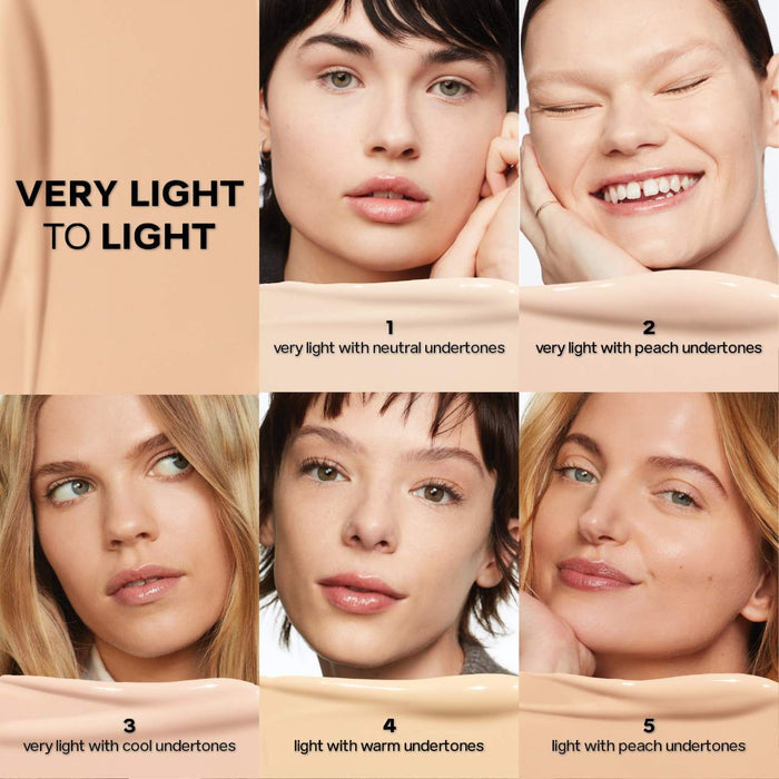 Saie Slip Tint Radiant All-Over Concealer in multiple shades, showing sleek packaging and various color options for even skin tone.