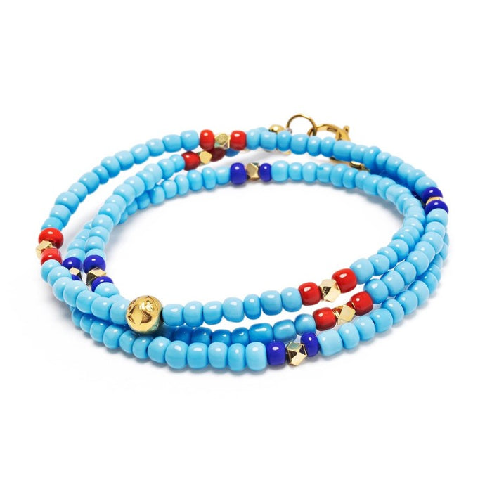Vintage Turquoise, Red and Blue Glass Beads