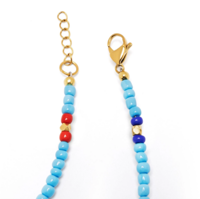 Vintage Turquoise, Red and Blue Glass Beads