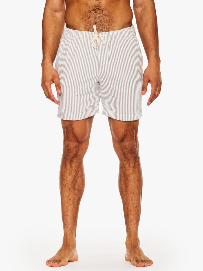 Save Khaki Hemp Stripe Easy Short