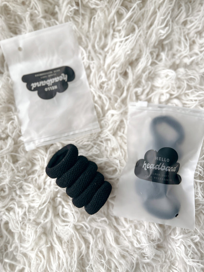 Seamless Hair Ties - Black Set of 5