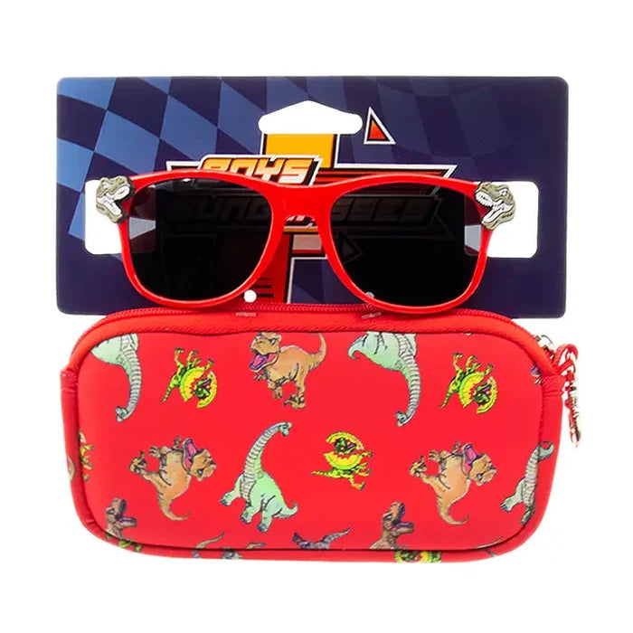 Shark Eyes Red Dino Sunnies and Zip Case