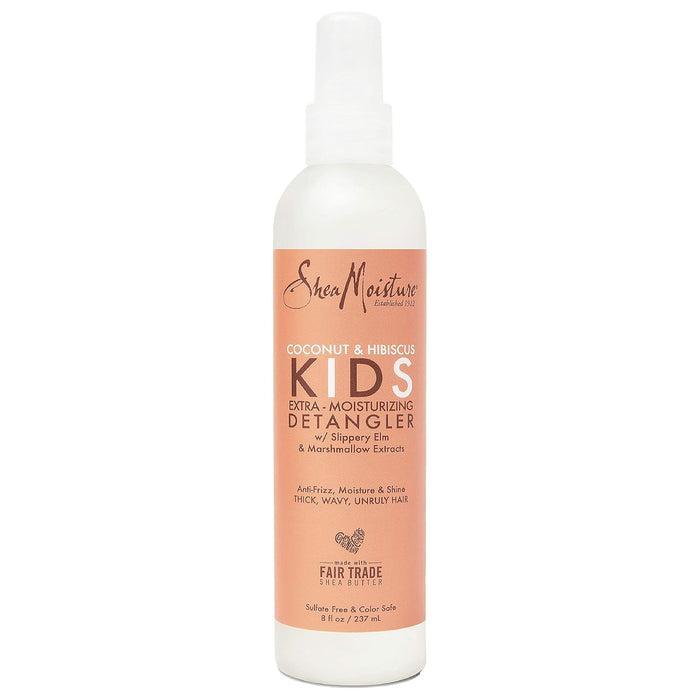 SHEA MOISTRE coconut & hibsicus kids extra moisturizing detangler slippery elm & marshmallow exttracts سبريه فك التشابك لشعر الاطفال من شيا مويستر