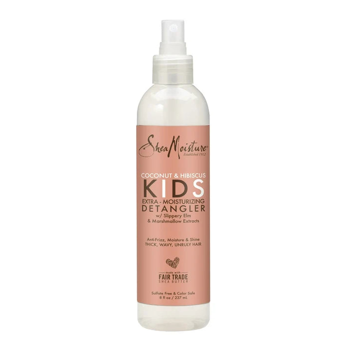 SHEA MOISTRE coconut & hibsicus kids leave in conditioner milk w shea butter color safe ليف إن كوندشنر للأطفال بجوز الهند والكركديه لترطيب وفك التشابك من شيا مويستر