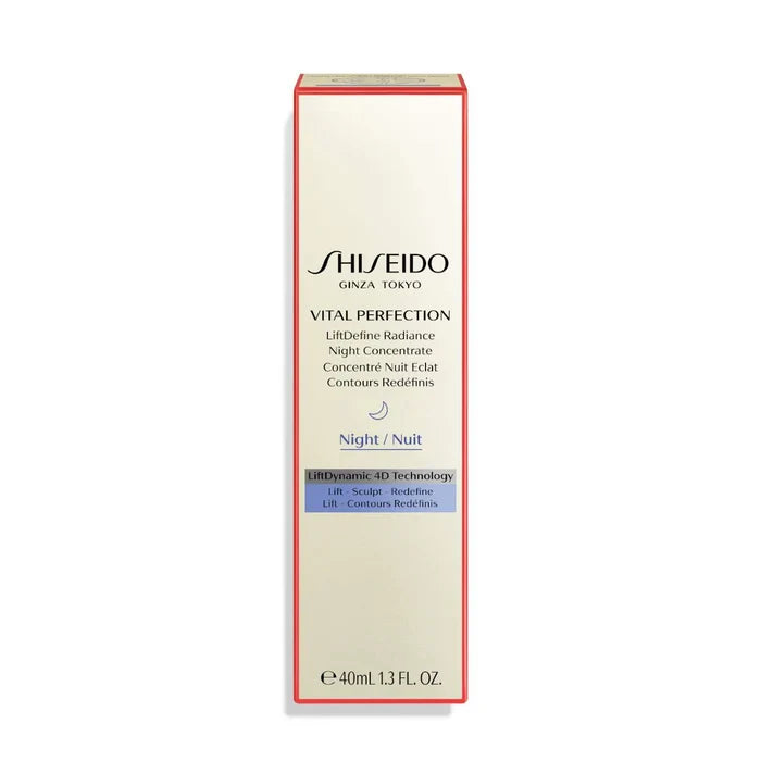 Shiseido Vital Perfection LiftDefine Radiance Night Concentrate in 40ml bottle, close-up view of the skincare product.