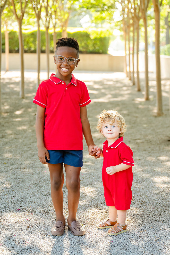Solid Red Pima Cotton Harold Romper