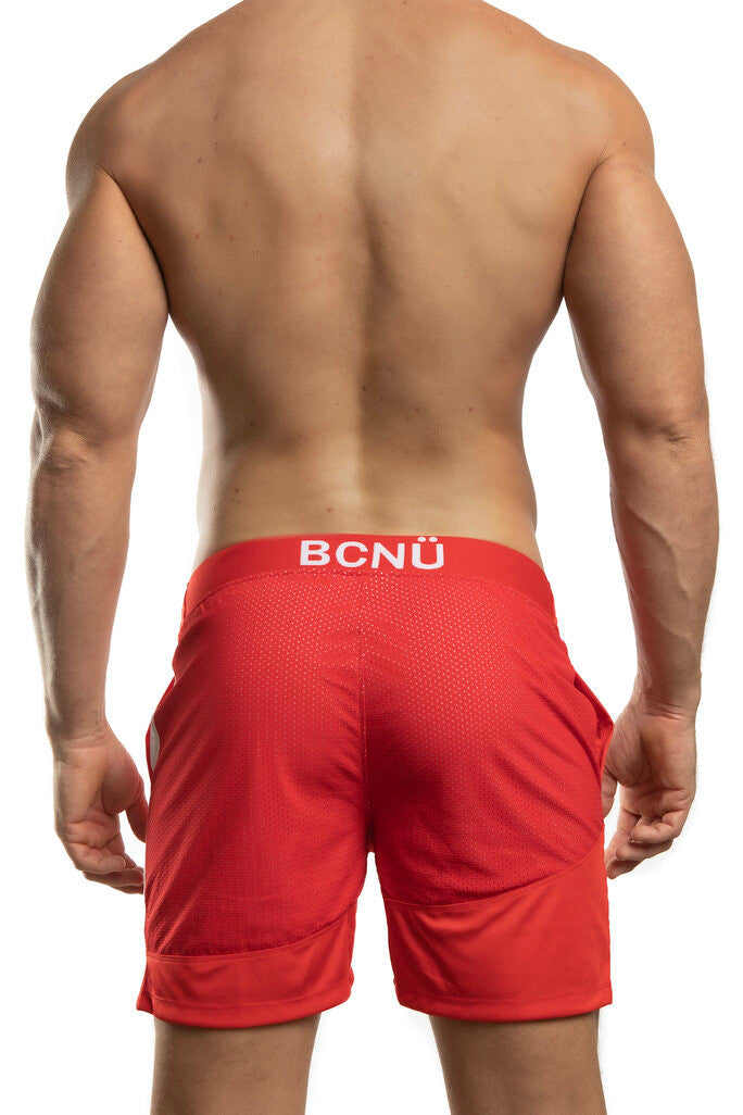 BCNU Soniq Shorty Short in red by Jack Adams. mens' premium, sexy, functional athleticwear
