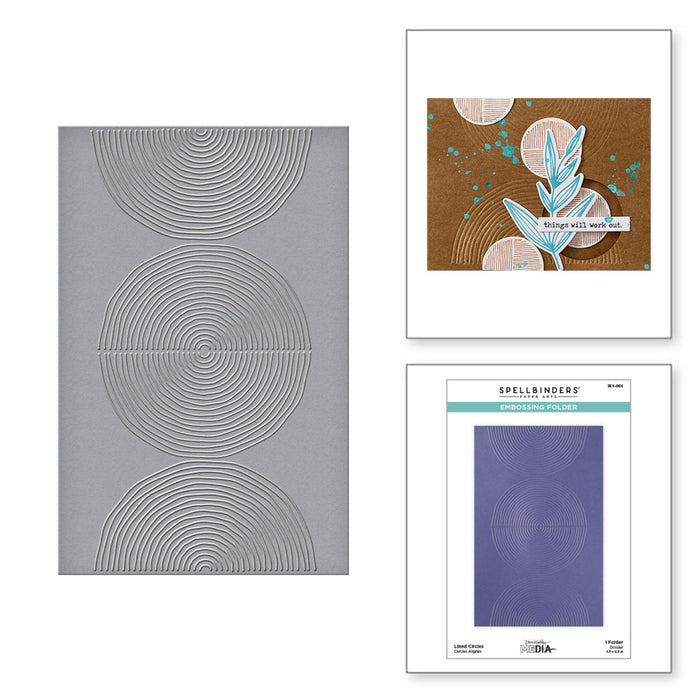 Spellbinders - Embossing Folder - Modern Botanicals - Lined Circles. By Dina Wakley. Available at Embellish Away in Bowmanville Ontario Canada.