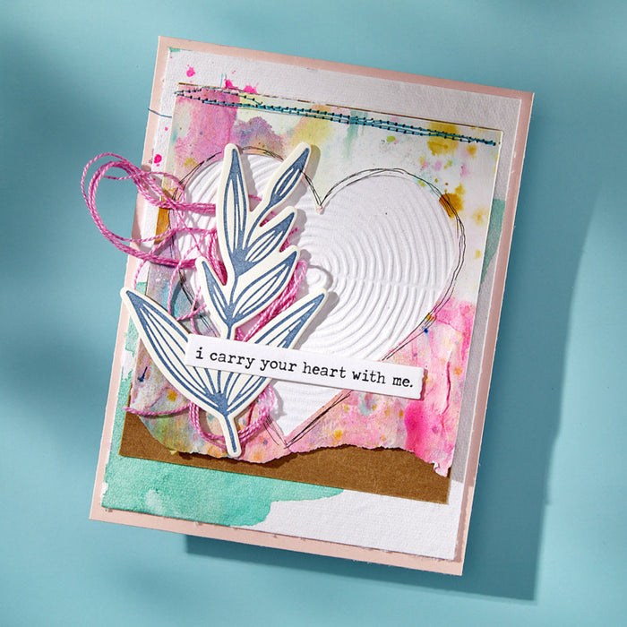 Spellbinders - Embossing Folder - Modern Botanicals - Lined Circles. By Dina Wakley. Available at Embellish Away in Bowmanville Ontario Canada. Example by brand ambassador.