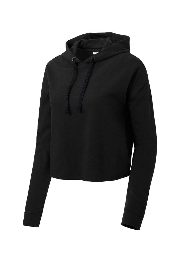 SPORT - TEK - BLACK WOMENS CROP HOODED PULLOVER  *