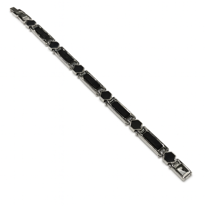Stainless Steel Gemstone Link Bracelets – 7mm Width, Adjustable 19–22cm Length