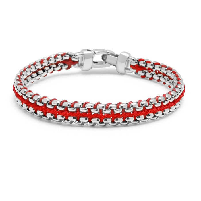 Stainless Steel Red Woven Box Chain Bracelet
