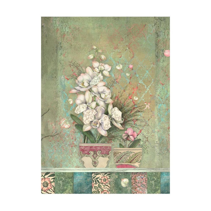Stamperia - Assorted Rice Paper Backgrounds A6 8/Pkg - Orchids And Cats. Rice papers are wafer thin and can be used for wrapping, decoupage, painting, molding and are perfect for mixed media projects and other paper crafts. Available at Embellish Away located in Bowmanville Ontario Canada.