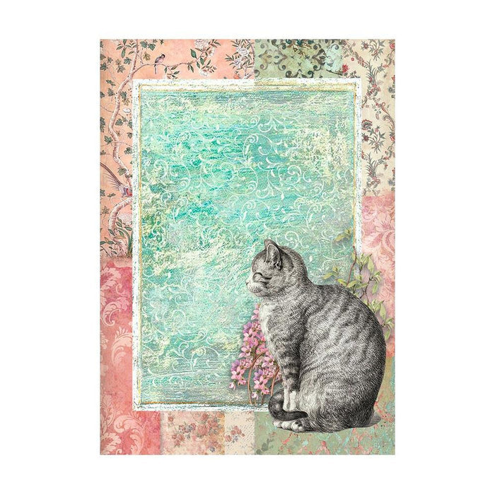 Stamperia - Assorted Rice Paper Backgrounds A6 8/Pkg - Orchids And Cats. Rice papers are wafer thin and can be used for wrapping, decoupage, painting, molding and are perfect for mixed media projects and other paper crafts. Available at Embellish Away located in Bowmanville Ontario Canada.
