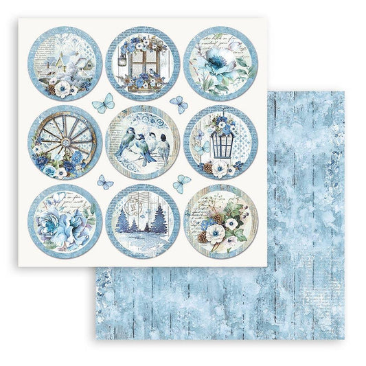 Stamperia - Double-Sided Cardstock 12"X12" - Blue Land Rounds. Start your project off right with the perfect paper for scrapbook pages, greeting cards, bookmarks, gift cards, mixed media and much more! Available at Embellish Away located in Bowmanville Ontario Canada.