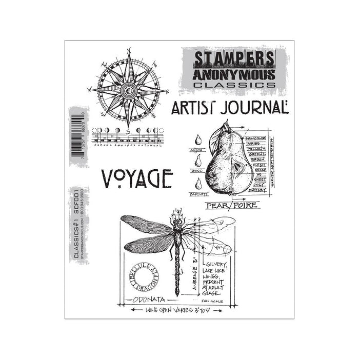Stampers Anonymous - Tim Holtz - Cling Stamps - 7X8.5 Classics - #1
