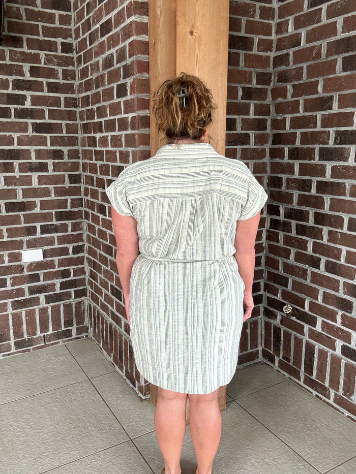 Stitch & Co. Blue Stripe Button Down Shirt Dress