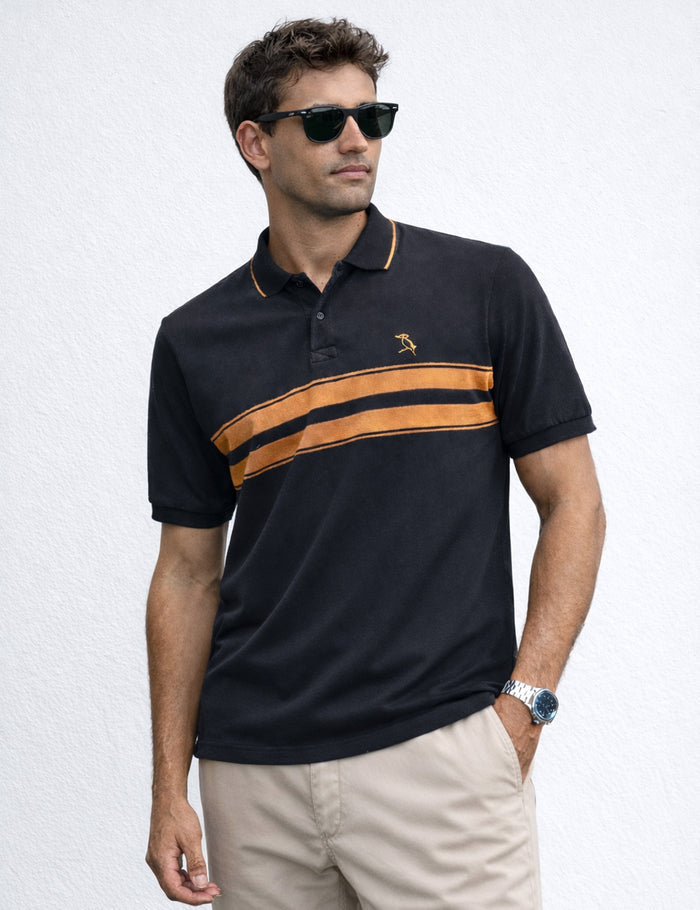 Stripe Polo - Black