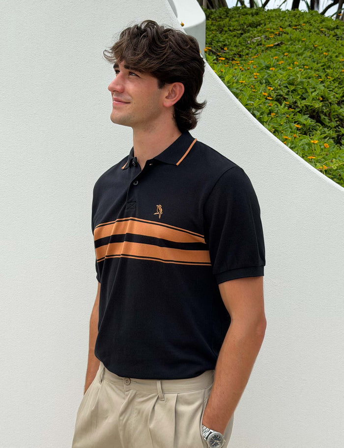 Stripe Polo - Black