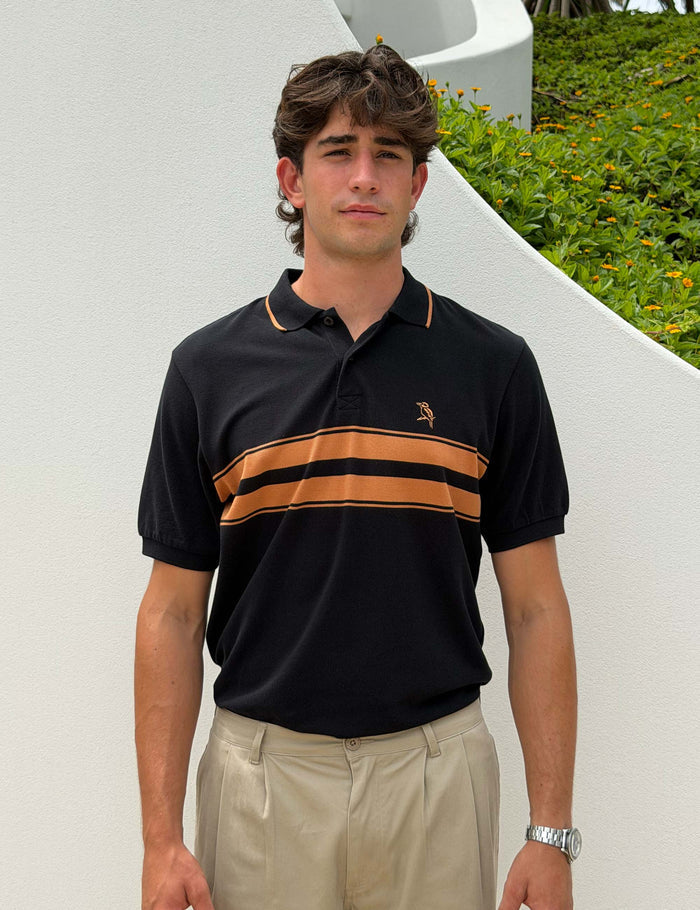 Stripe Polo - Black