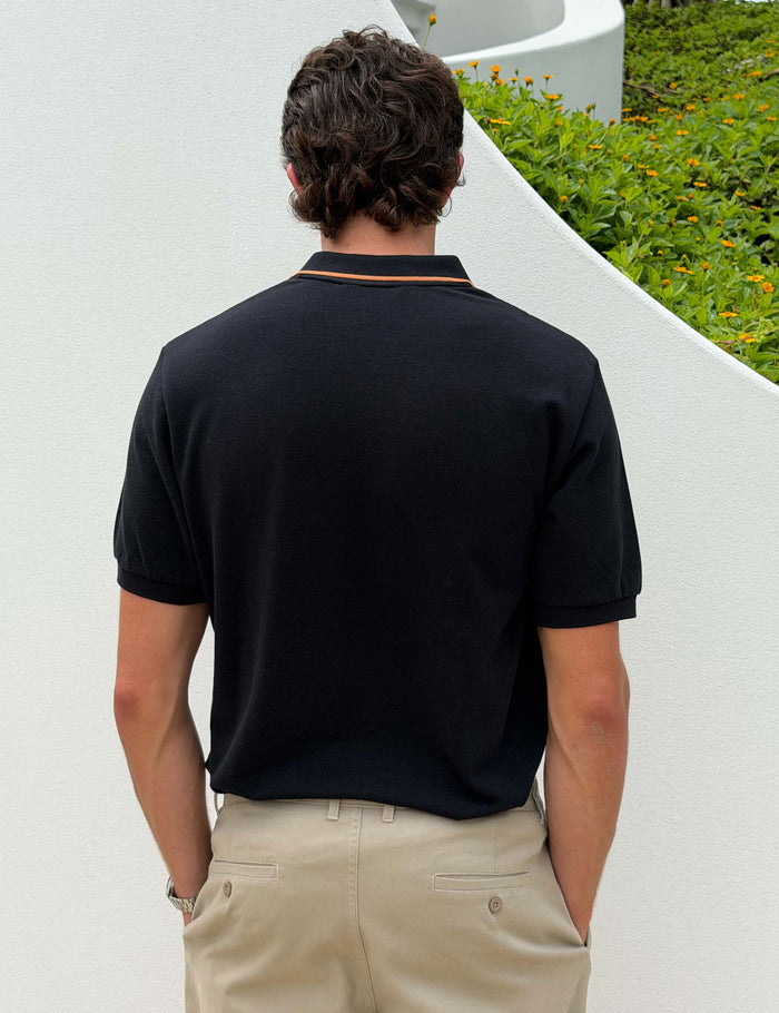 Stripe Polo - Black