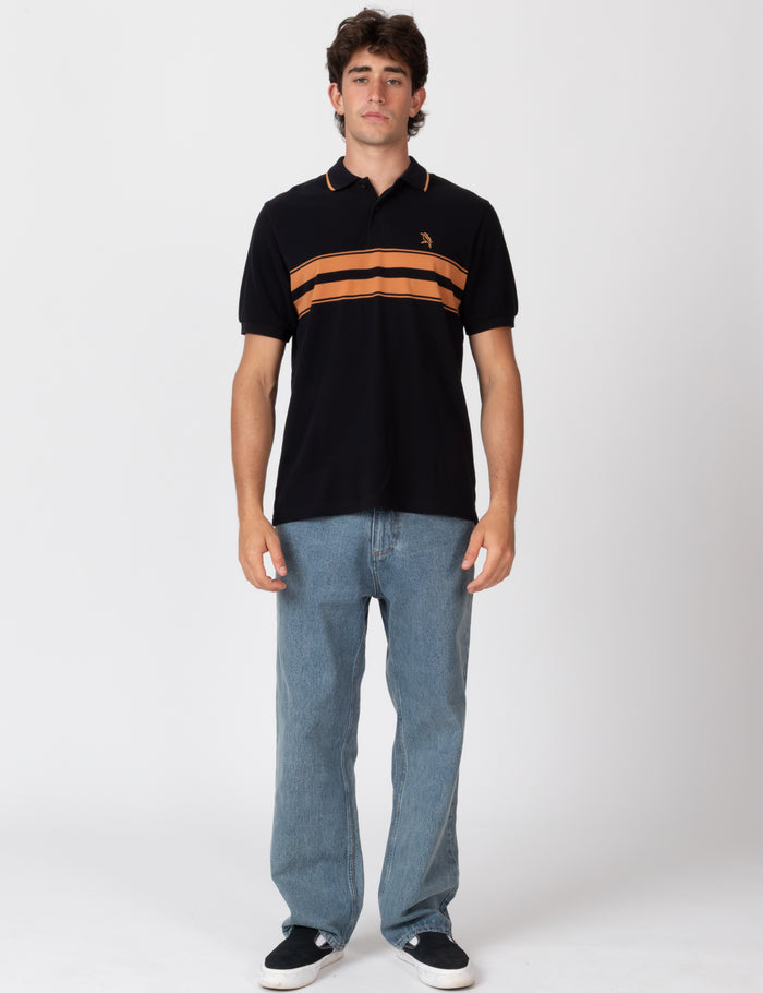 Stripe Polo - Black