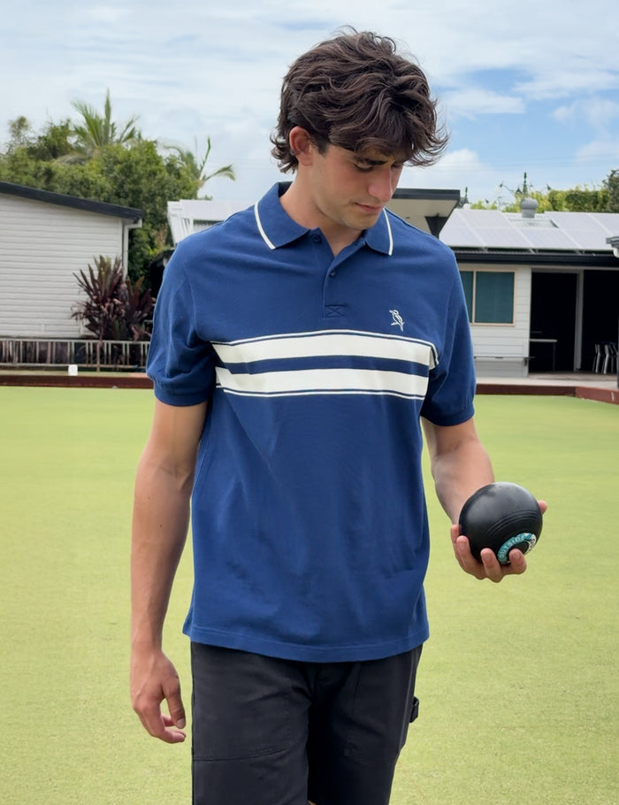Stripe Polo - Navy Blue