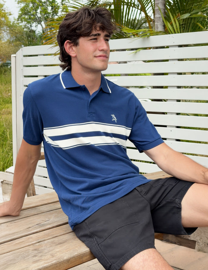 Stripe Polo - Navy Blue