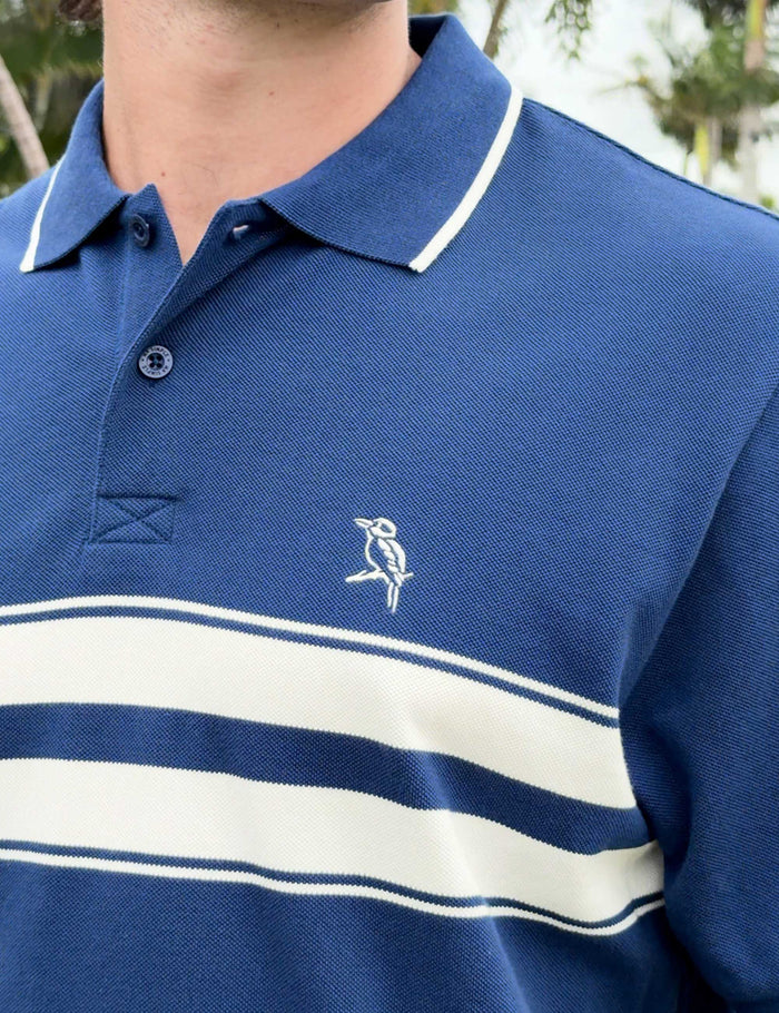 Stripe Polo - Navy Blue