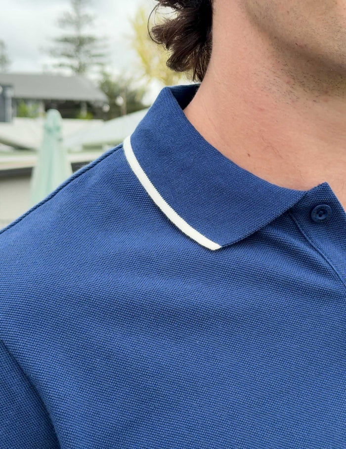 Stripe Polo - Navy Blue