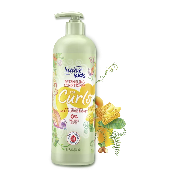SUAVE KIDS detangling conditioner for curls with 100% natural sweet almond & honey 0% parabens & dyes بلسم الشعر الكيرلي للاطفال من سواف