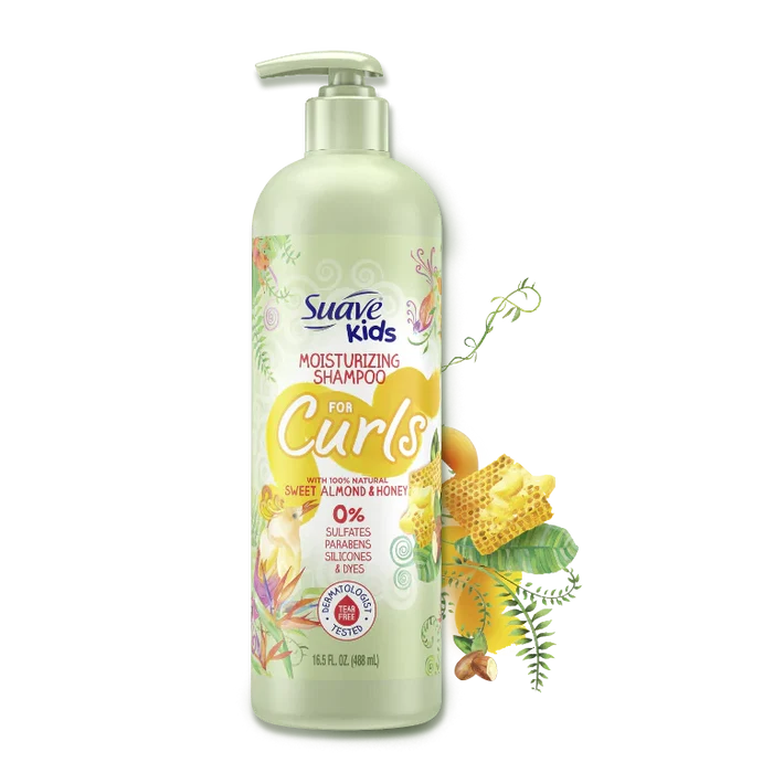 SUAVE KIDS Moisturizing Shampoo For Curls with 100% natural sweet almond & honey 0% parabens & dyes شامبو الشعر الكيرلي للاطفال من سواف