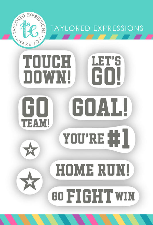 Taylored Expressions - Stamp and Die - Perfect Pennant - Team Spirit. At Embellish Away in Bowmanville Ontario Canada.