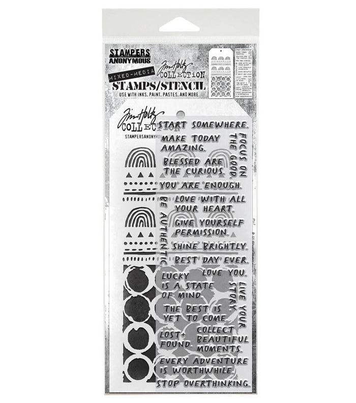 Tim Holtz - Mixed Media Clear Stamp & Stencil - #62. Available at Embellish Away located in Bowmanville Ontario Canada.