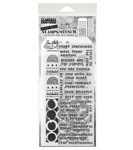 Tim Holtz - Mixed Media Clear Stamp & Stencil - #62. Available at Embellish Away located in Bowmanville Ontario Canada.